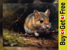 Charming Woodland Mouse, 5" x 7" Art Print, Oil Painting,  Nature Decor