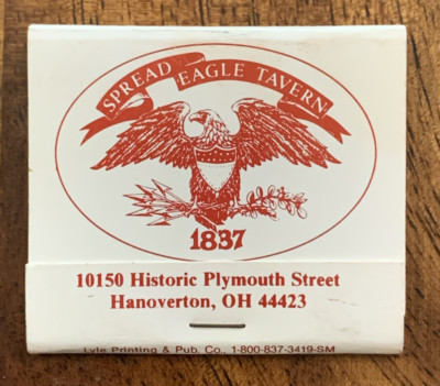 Spread Eagle Tavern Plymouth Street Hanoverton Ohio Matchbook Cover #0721
