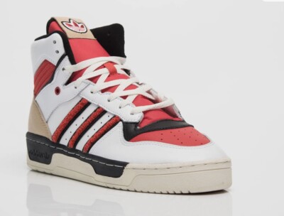 MEN'S ADIDAS RIVALRY HI CASUAL SHOES US 11 White/Glory Red/Core Black FZ6332