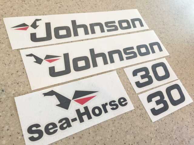 Johnson Sea Horse Outboard Motor Decal Kit 30 HP FREE SHIP + FREE Fish Decal! Johnson Sea Horse Outboard Motor Decal Kit 30 HP FREE SHIP + FREE Fish Decal!