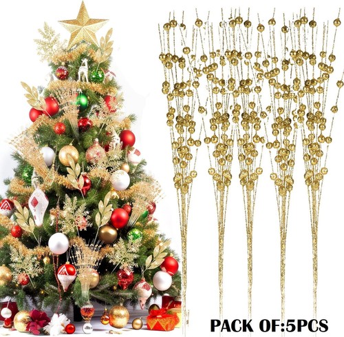 10× Christmas Artificial Glitter Berry Stem Xmas Tree DIY Wreath Decor 17inch US - Picture 21 of 68