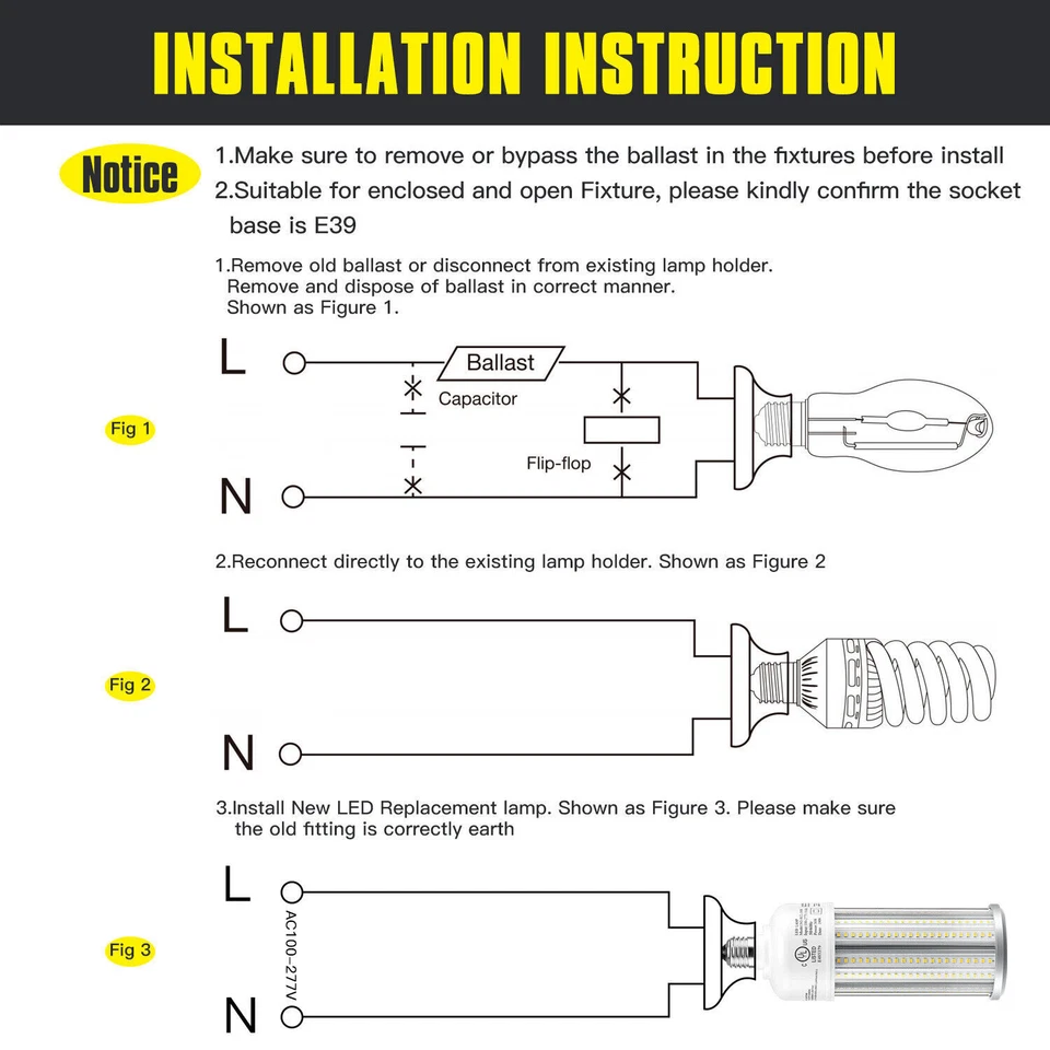 36Watt LED Corn Cob Light Bulb Equal 150W MH/HPS for Basement Living Room 6000K - Image 4 of 4