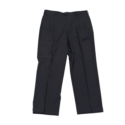 Zanella Mens Bennett Gray Checkered Pleated Cuffed Dress Pants- Size 38x30