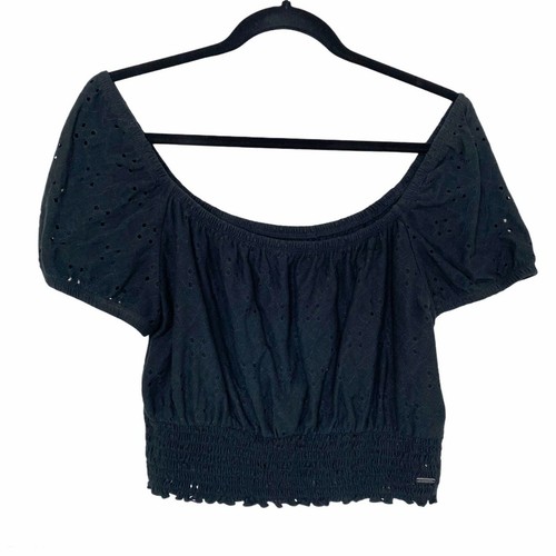 hollister black off the shoulder top