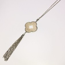 Gold And Silver Tone Filgree Moroccan Clover Tassel Necklace 22?