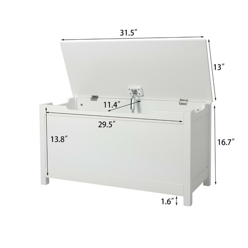 Wooden Toy Box w/ Safety Hinged Lid Storage Bench Home Organization Kids Toy Box - Picture 35 of 35