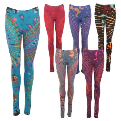 THE HIPPY CLOTHING CO. Tie Dye Leggings, Size S/M & L/XL, Colourful Festival Hippie Yoga