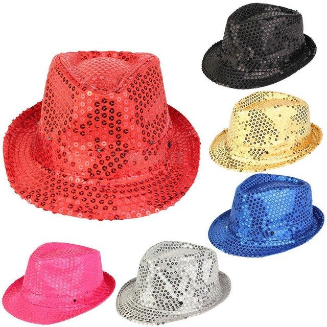 Men Womens Glitter Hat Dance Show Stage Party Jazz Cap Costume