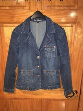 LA Blues Jean Jacket 1 Breast Pocket Large Metal Buttons, Rivets Women  s Size XL
