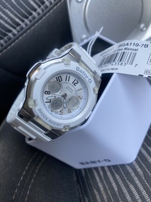 CASIO White BABY-G SHOCK BGA-110-7B  5001 CLASSIC ANALOG DIGITAL NEW