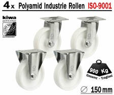 Polyamid Schwerlast Transport Lenk Rollen 4 x Ø 150 mm Le-Bo / BS-Rollen Germany