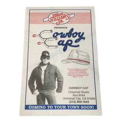 Hank WIlliams Jr Cowboy Cap Advertising Print Ad Rare Bocephus Hat 919A 