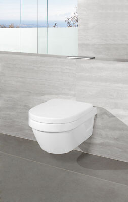 Siège De WC Villeroy & Boch Architectura - Blanc/Inox, Avec Abattant à Descente Automatique, Modèle 98M9C101