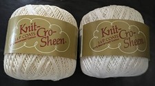2 Vtg Skeins J  P Coats Knit-Cro-Sheen 250-yard Cotton Crochet- 1 WHITE-1 CREAM