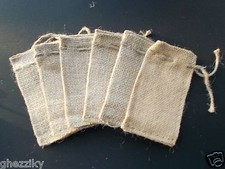 100 Mini Burlap Bags - Natural Jute Drawstring 2" x 3" Small Sack Favor Bag 2x3 
