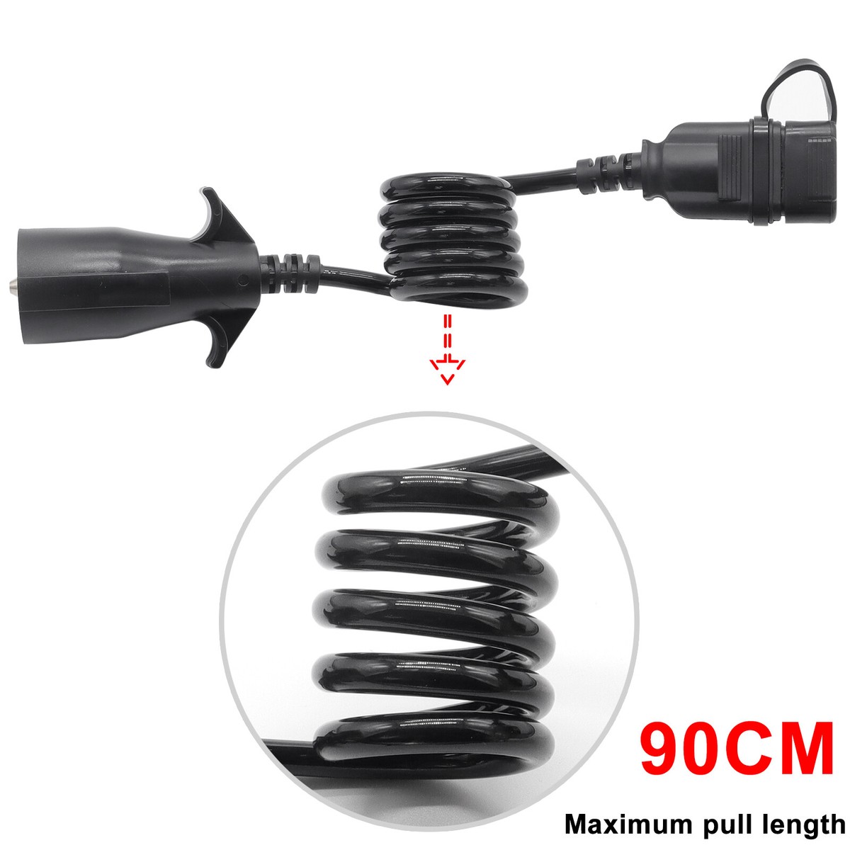 4 Pin Trailer Wire Connector - 3ft Waterproof Coiled Cable For Boat, Horse & Utility Trailers - View #4