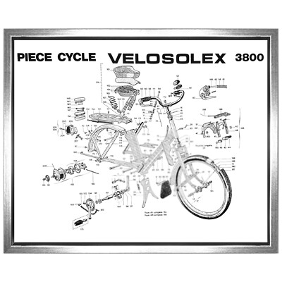 フランスソレックス3800？部品取り専用 Nomenklatur solex 3800 400x300mm Teile ersatzteile Plakat Fahrrad