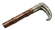 Vintage Antique Sterling Silver Horn Parasol Umrella Walking Stick Cane Handle