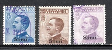 Italy Offices In Aegean Islands Simi Stamp Scott #6, 7, 8, Used, SCV$30.00