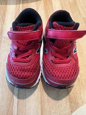 New Balance Toddler 5M 680 V6 Hook and Loop Running Shoes Team Red/Black