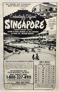 1972 Singapore Resort Motel Miami Beach FL Florida Retro Original Print Ad 70s