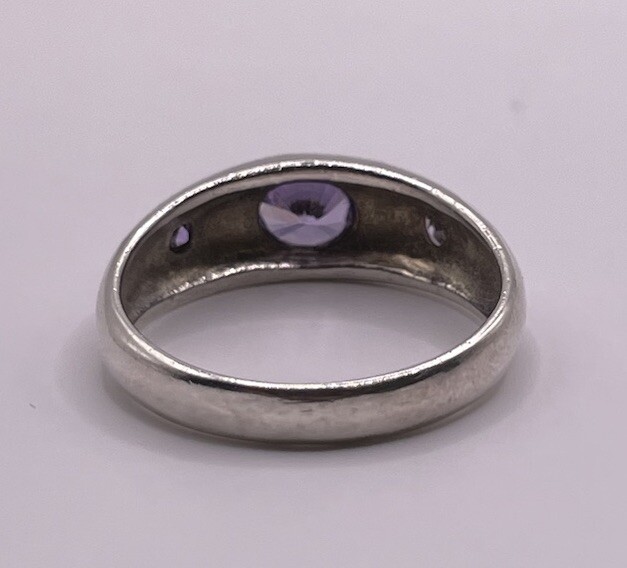 Sterling Silver Amethyst Trio Solid Ring Size 9.25 - image 11