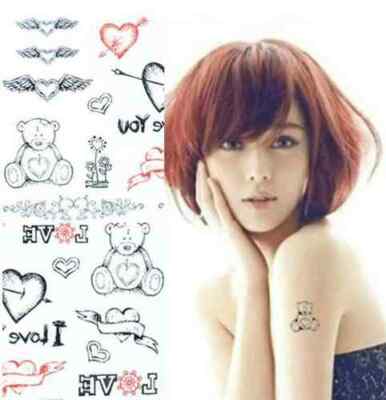 Carte De Tatouage Temporaire Nounours Coeur Love Tatouage Ephemere Decalcomanie Ebay