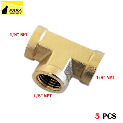 5 Pcs 1/8 NPT Female Pipe Tee Brass Fitting Equal Fuel Air Water Oil Gas