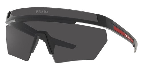 Y2K Prada SPR 60I Black Shield Wrap Rhinestone Sunglasses 