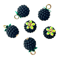 10 pcs Blackberry Charms 3D Black Berry Leaf Bead Drops Beading Findings 18x12mm