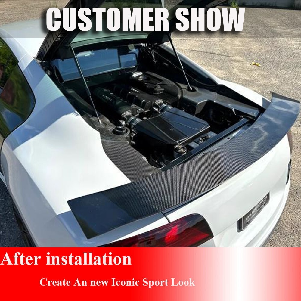 Fit for Audi R8 GT V8 V10 2008-2015 Rear Trunk Spoiler Lip Lid Wing Real Carbon