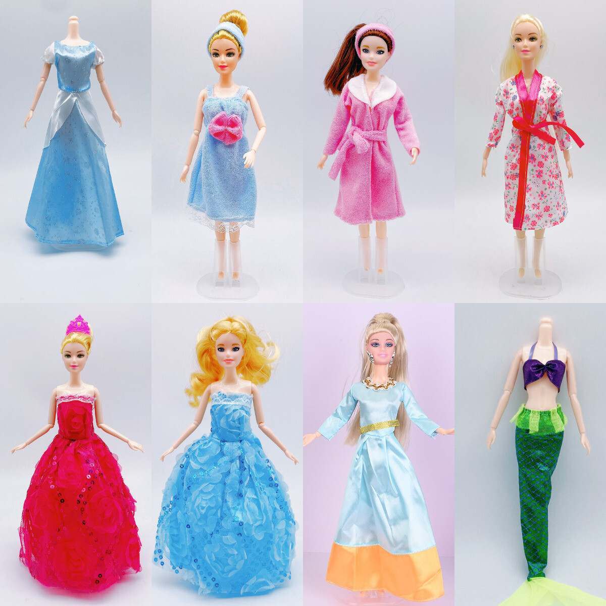 Soft Pink Dress Bathrobe Skirt Set for 11.5-Inch Dolls - Multiple Colors-image