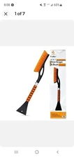 EcoNour 27" Aluminum Car Snow Scraper and Brush Orange | Weaved Bristle Head ...