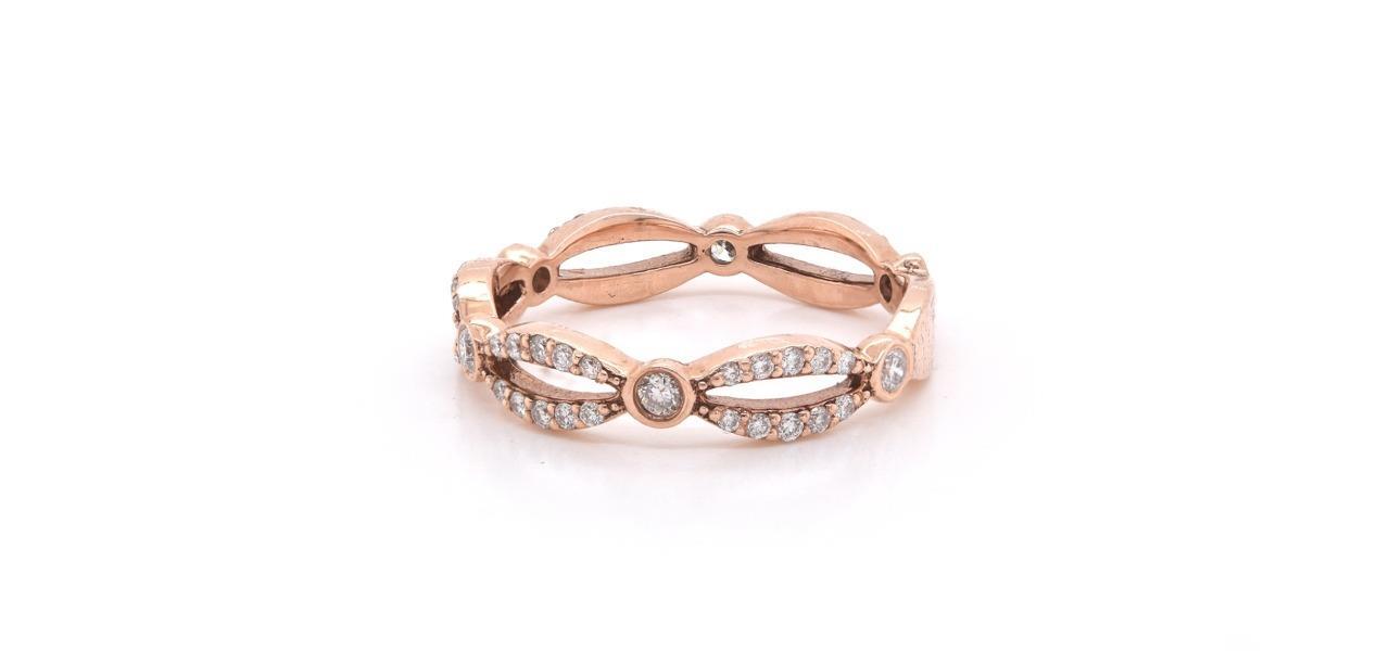 14k Rose Gold Diamond Stackable Anniversary Ring - image 3