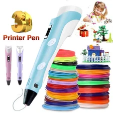 FOR KIDS 3D PRINTING PEN SET DOODLE PRINTER DRAWING 12 COLOURS PLA FILAMENT NEW