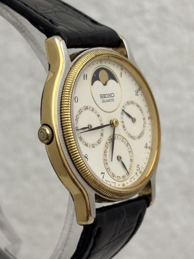 Seiko 1円~【u831】SEIKO／セイコー 7F38-6190 ムーンフェイズ