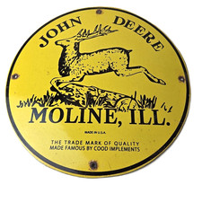 Vintage John Deere Porcelain Farm Sign - Tractor Gas Pump Motor Oil Sign