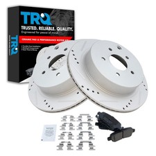 TRQ Rear Brake Pad  Rotor Set Ceramic Coated Compatible with 2003-2008 Infin...