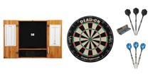 Bristle Dartboard  Oak Cabinet  Fat Cat Bulletz  Thunder Steel Tips