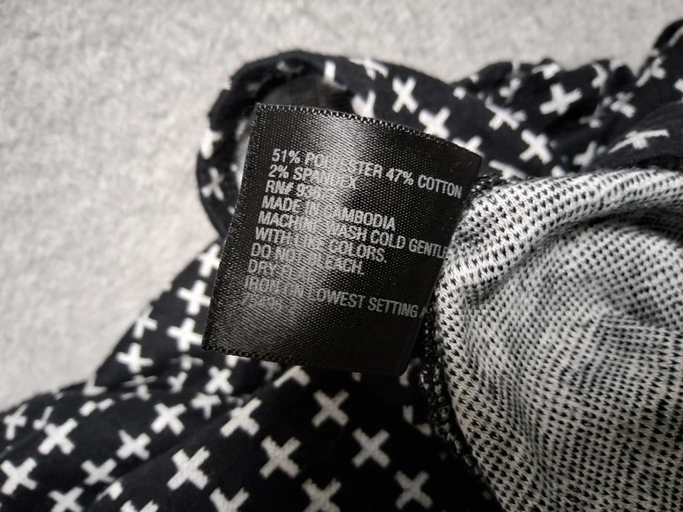 Worthington PXL Peplum Top NWOT Black White Cross Print Y2K Boho Mod Retro - Image 3 of 4