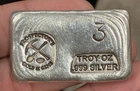 Prospector's Gold & Gems 3 oz Silver Bar .999 Fine Rare Old Style No Reserve