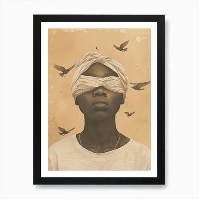 Mit verbundenen Augen 1 Kunstdruck gerahmt Wandbild Poster Leinwanddruck Bild