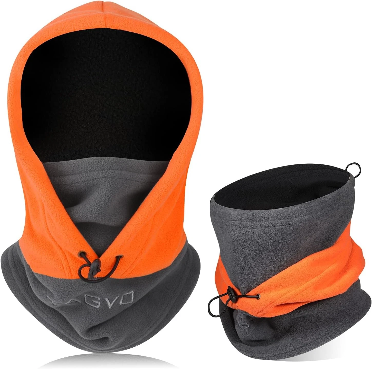 TAGVO Balaclava Windproof Ski Mask Thermal Fleece Hood 1 PC Grey/Orange