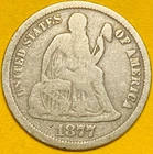 1877-CC (Carson City) U.S. SEATED LIBERTY SILVER DIME 10c COIN (Fine)