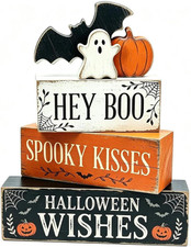 Halloween Decor Indoor, Wooden Halloween Table Decorations for Home