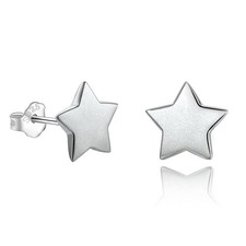 925 Sterling Silver Star Stud Earrings 5mm-10mm Options, Stars Studs Brushe - 03