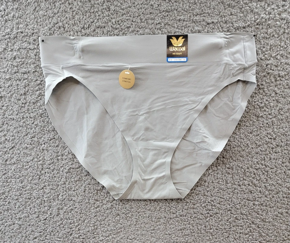 Wacoal At Ease High-Cut Brief Underwear Women's 8-XL Ultimate Grey Pull On - Image 2 of 4
