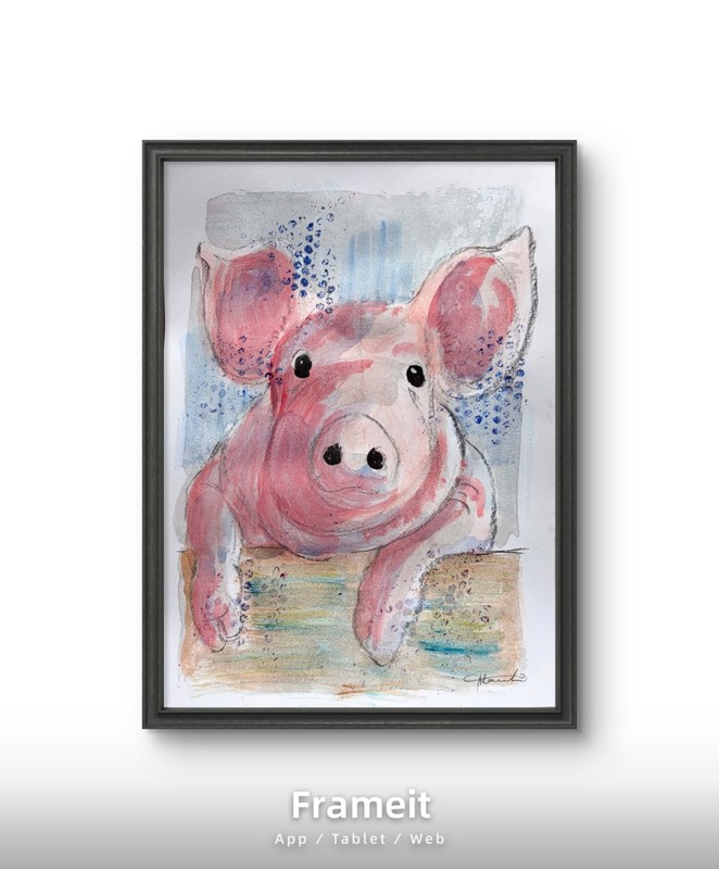 Original Pig 5 Acrylic Painting by Alannah Dyer- 9x12. Farm Life Animal Rustic