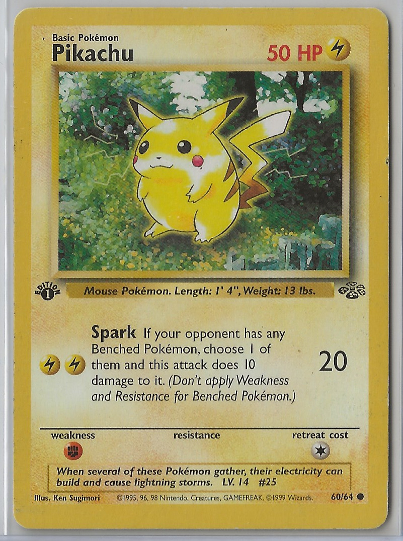 POKEMON JUNGLE 1ST EDITION PIKACHU NON HOLO 60/64 HEAVILY PLAYED
