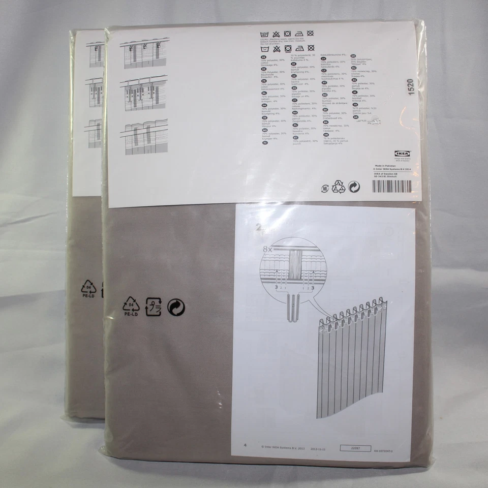 2 Juegos (4 en total) IKEA Vivan Beige Par Cortinas Paneles Ventana 57x98 (NUEVO) Foto 3 de 4
